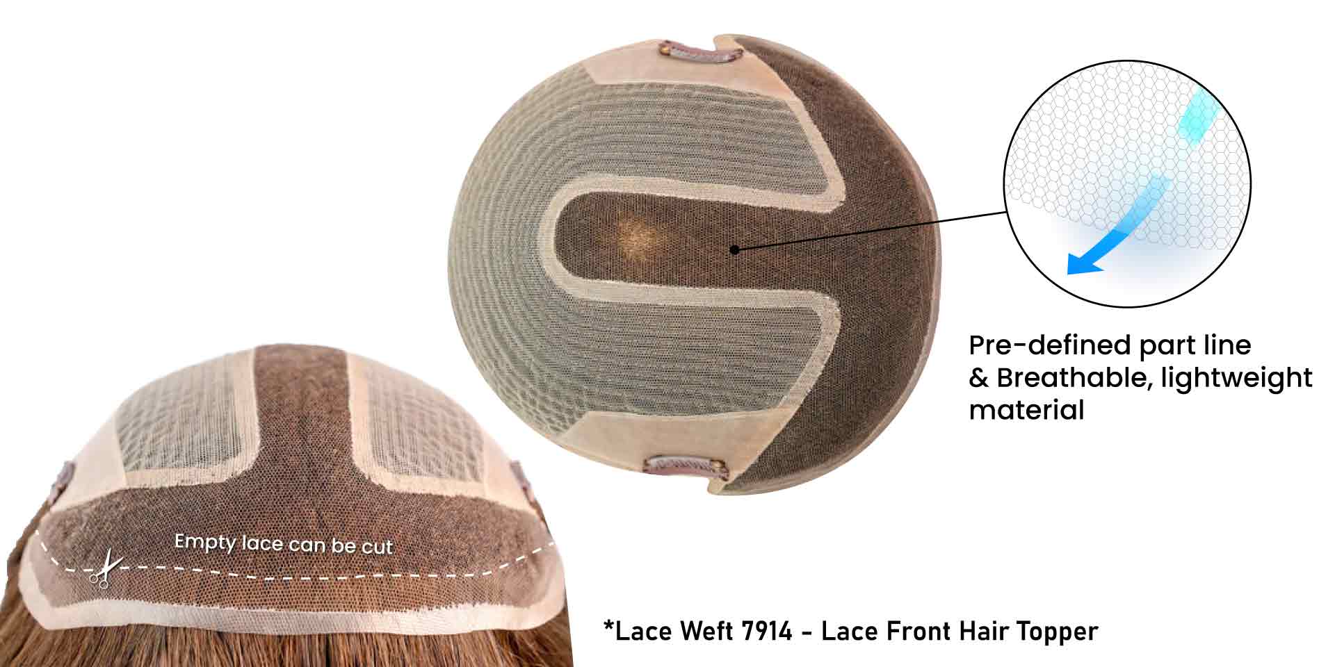 lace front with a center-part hair topper