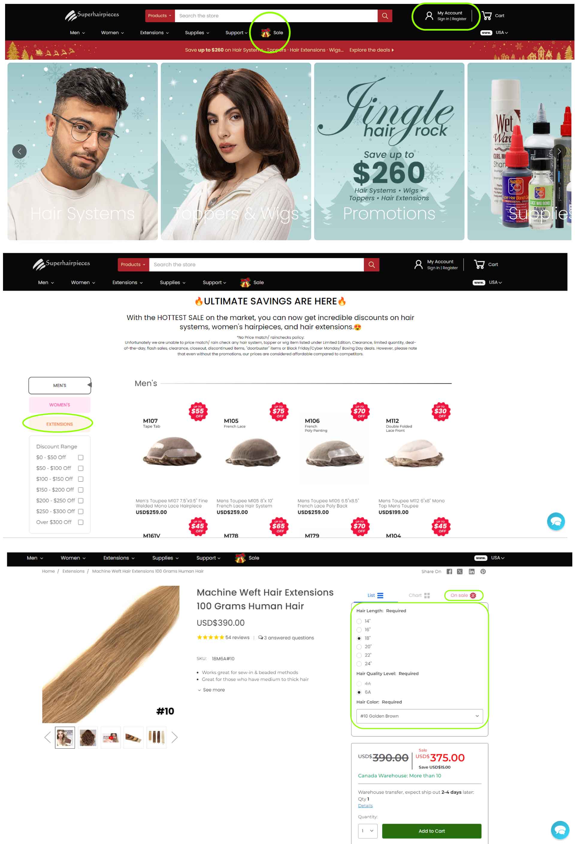 Superhairpieces hair extensions sale